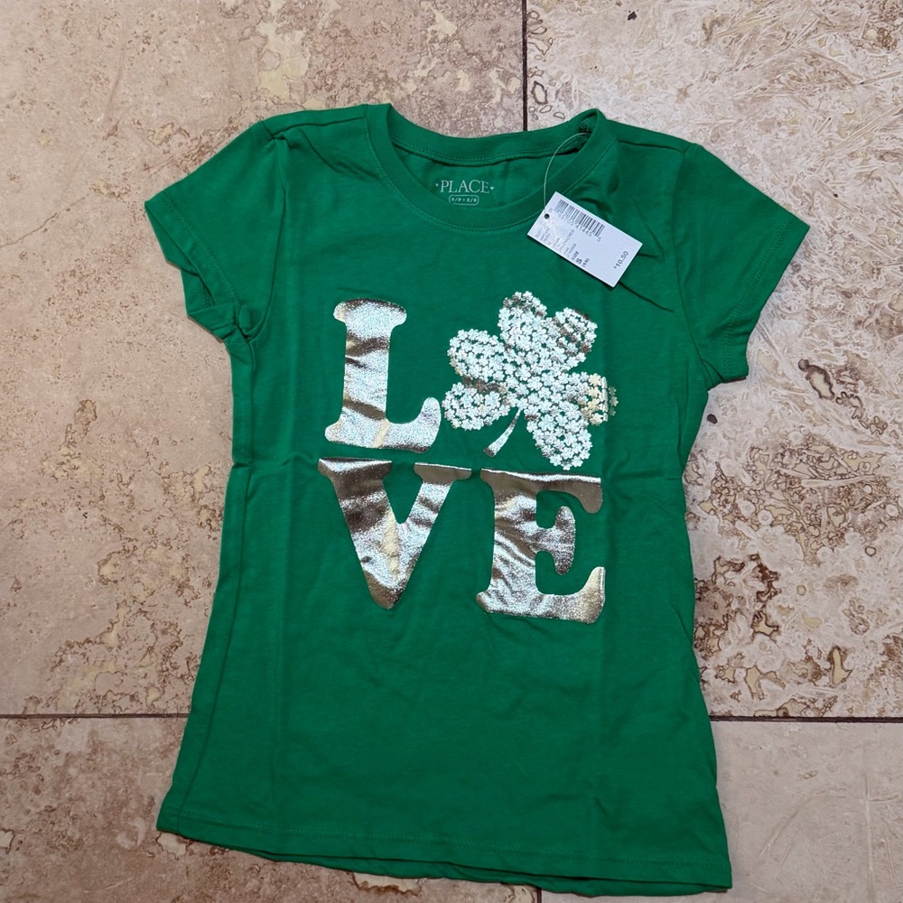 Place Green T-Shirt with Shamrock and Love Design